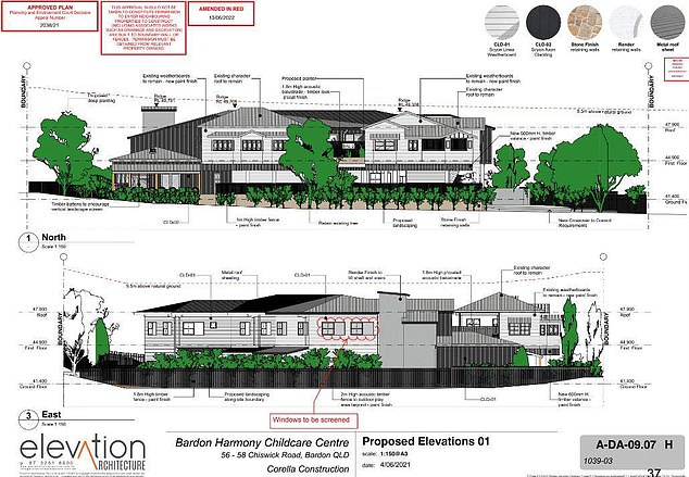 The two houses will eventually be abandoned to join the incoming children's center in Bardon (pictured, artist's impression)