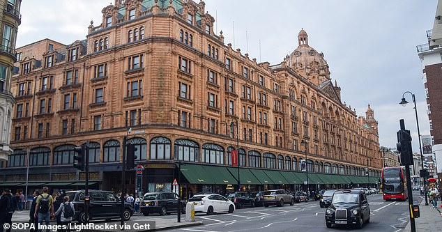 Prussak, who served in the US Army for almost 20 years, was then seen taking the young woman from outside Harrods (pictured) to a serviced apartment he was staying in half a mile away.