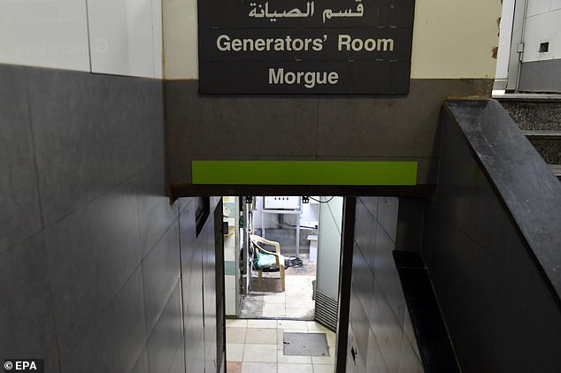 An image shows a morgue on one of the lower levels of the hospital.