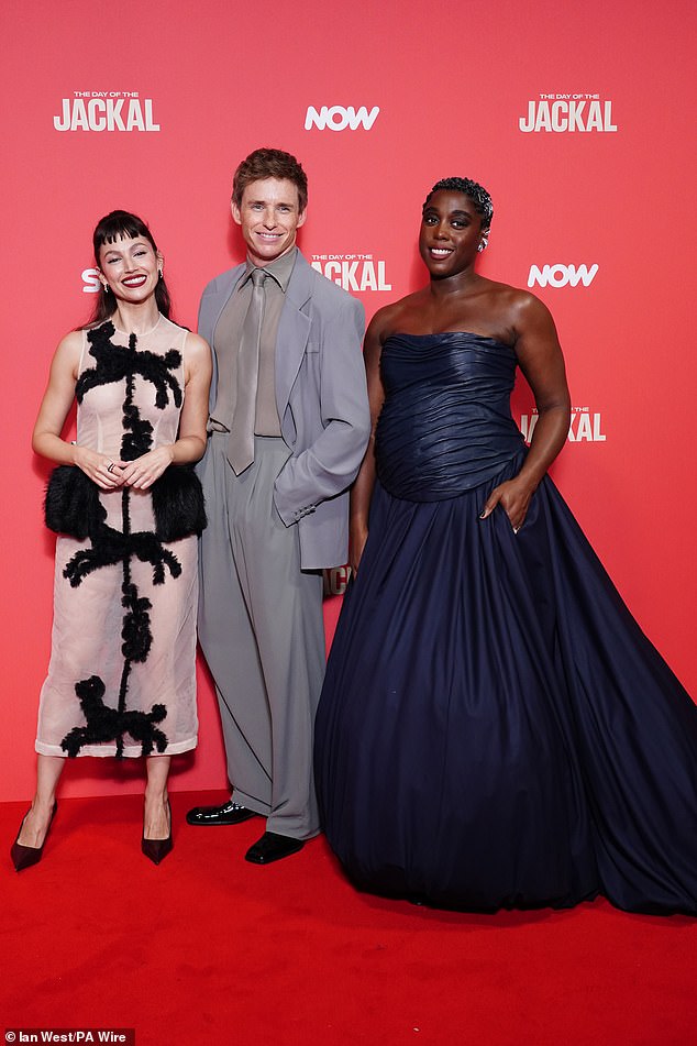 Lashana was quickly joined by Eddie and fellow star Ursula Corbero, and the trio stopped to laugh and pose for photos together.