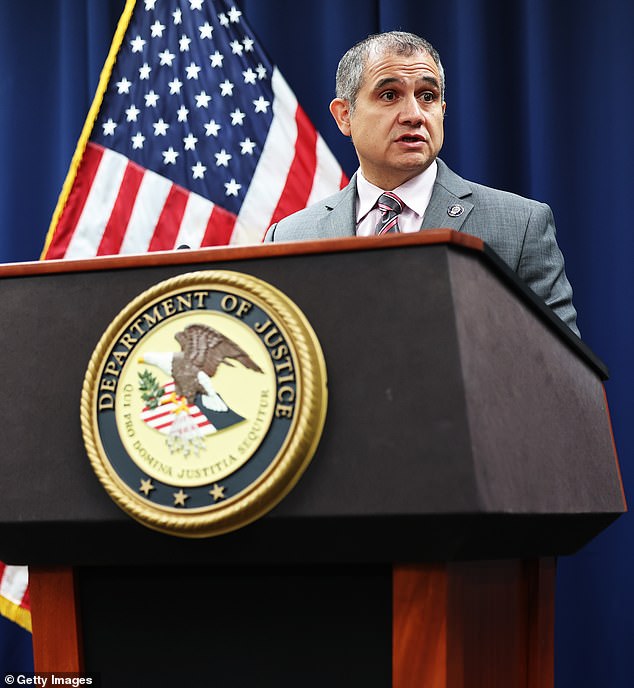 Carlos Ortiz, deputy chief of the Detective Bureau's Special Victims Division, speaks during a news conference at the U.S. Attorney's office on October 22, 2024 in New York City.