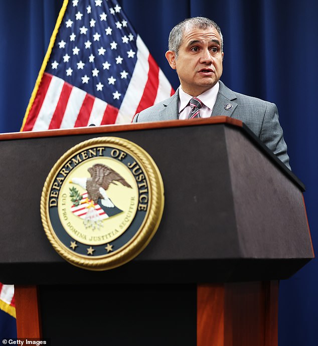 Carlos Ortiz, deputy chief of the Detective Bureau's Special Victims Division, speaks during a news conference at the U.S. Attorney's office on October 22, 2024 in New York City.