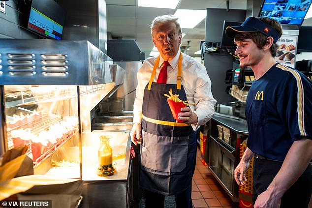 Donald Trump works at the fy counter at McDonalds