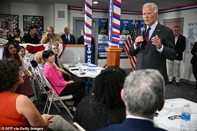 Biden made the statement while visiting a campaign office in Concord, New Hampshire.