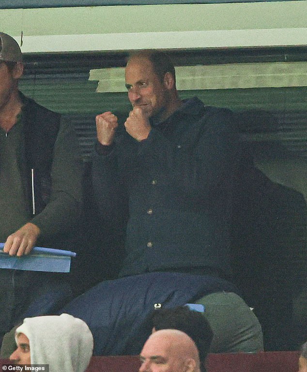 Prince William looked ecstatic as he cheered on his beloved Aston Villa to a surprising victory against Bayern Munich on October 2.