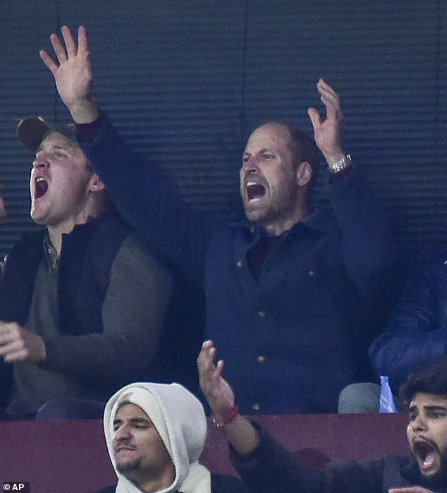 Prince William reacts during the Champions League match between Aston Villa and Bayern Munich.