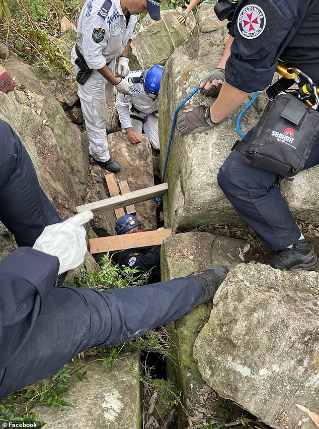 Emergency services had to remove a 500kg rock to save the young woman