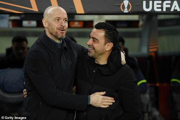 Xavi Hernández (right) has been tipped as a candidate to be Man United's head coach.