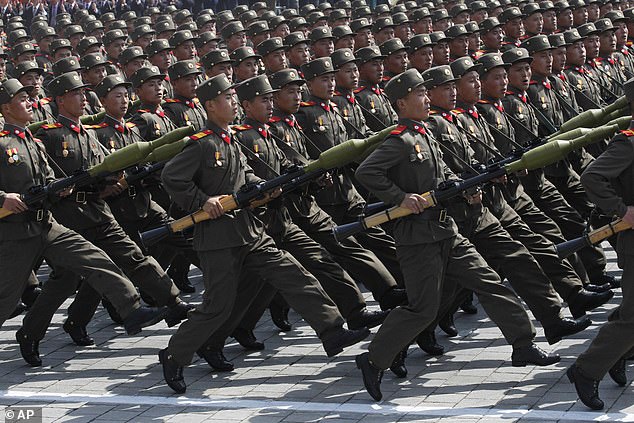 File image of North Korean soldiers marching during a massive military parade in Pyongyang's Kim Il Sung Square to celebrate the 100th anniversary of the birth of North Korea's founder, Kim Il Sung.