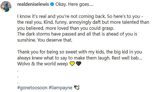 'Well. There it goes.' Denise wrote. 'I know it's real and you won't come back. So here's to you, the real you.