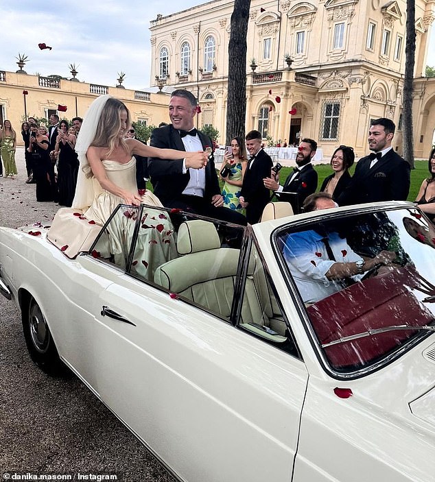 Sam Burgess married Lucy Graham in an extravagant ceremony at Rome's stunning Villa Aurelia on Monday.