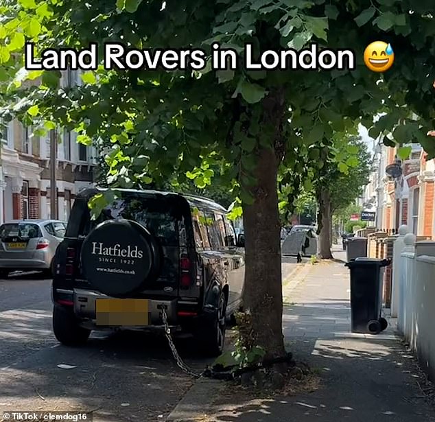 The Landrover was seen parked on a quiet residential street in London, outside a house.