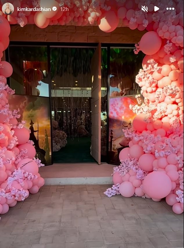 There were hundreds of pink balloons at the entrance.