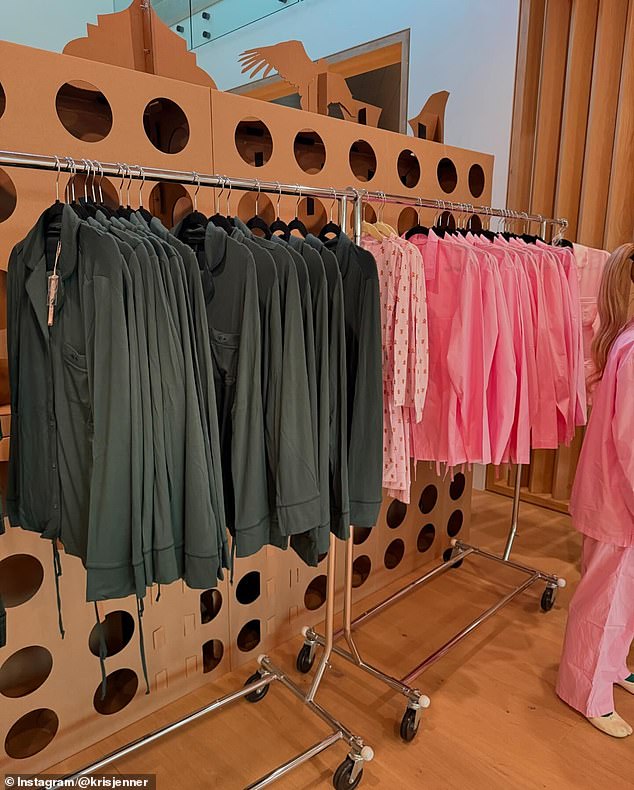 Kris also shared a photo of the rows of SKIMS pajamas.