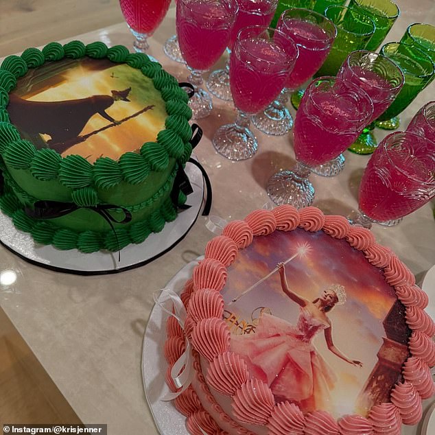 The mom also shared photos of two Wicked cakes: one with Cynthia and one with Ariana.