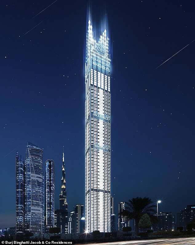 Burj Binghatti Jacob & Co Residences will comprise more than 100 floors and will house luxurious two- and three-bedroom residences.