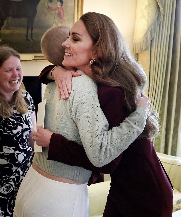 Liz, pictured sharing a hug with Kate, previously revealed to the Mail that she hadn't even considered putting meeting the royals on her bucket list.