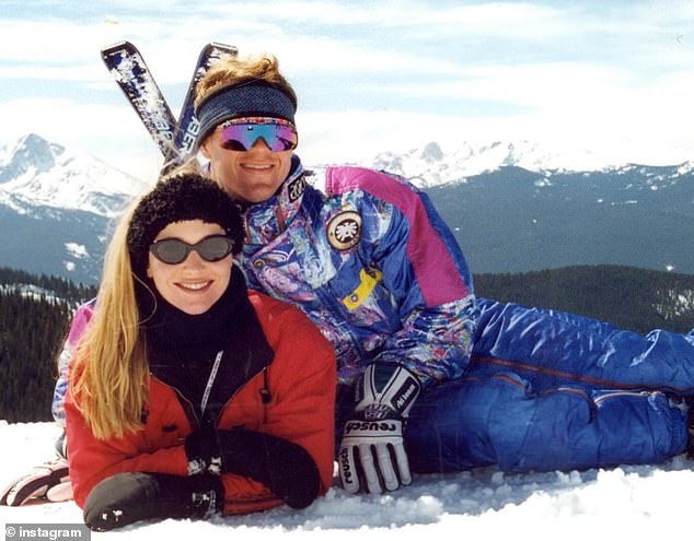 The walk down memory lane also saw the Kansas City couple wearing brightly colored ski gear as they hit the slopes.