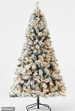 Kmart Australia sells 213cm pre-lit snowy Christmas tree