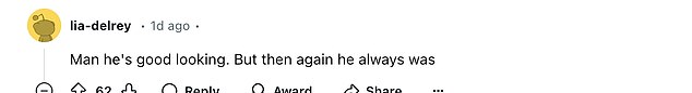 Despite his character's brief and controversial stint, fans couldn't help but admire how well the actor has aged, with one Reddit commenter noting: 