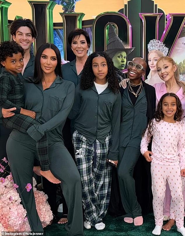 The SKIMS mogul and singer/actress were joined by Kim's family and Ariana's co-star Cynthia Erivo for a fun reunion.