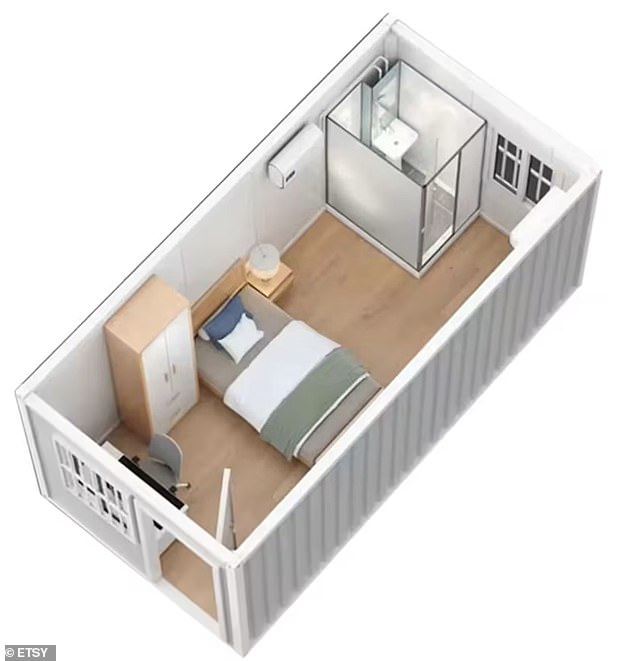 The Tiny Portable House from Flexi Home USA comes in two sizes: you can get a 20-foot house, which has two bedrooms, or a 40-foot house, with three or four bedrooms.