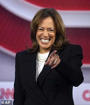 Five percent said they knew someone who would do the same for Kamala Harris (pictured Wednesday).