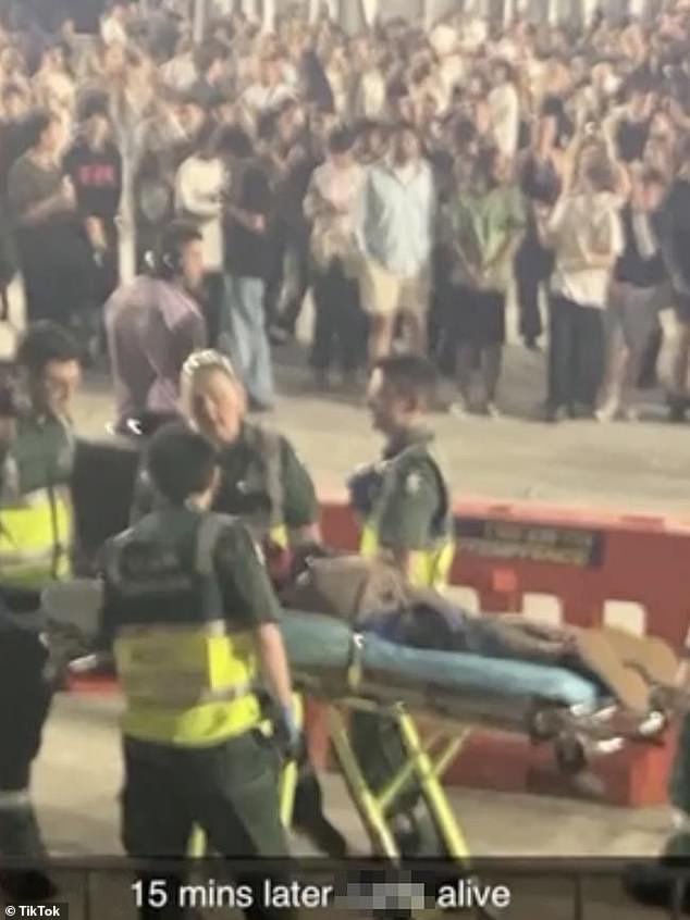 The man was taken out of the stadium on a stretcher under the supervision of medical personnel shortly after the incident.