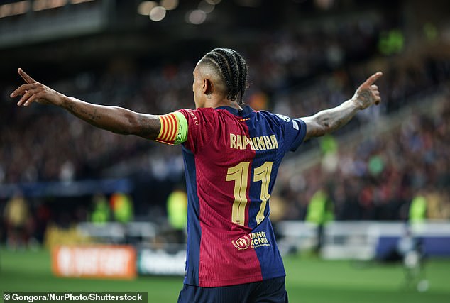 Raphinha scored a hat-trick for Barcelona against Bayern at the Estadi Olimpic Lluis Companys