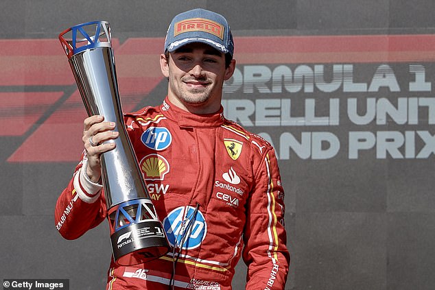 Charles Leclerc won Sunday's race, while Lando Norris and Max Verstappen battled behind