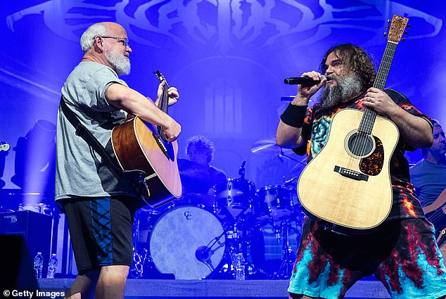 In addition to working on several films, Black is also known for taking the stage as part of the band Tenacious D. The group formed in 1994 and consists of Jack and Kyle Gass; seen in 2023 in North Carolina