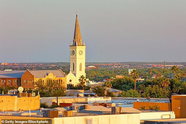 The marker for the largest population of low-income residents was Laredo, Texas (pictured), with a staggering 46 percent of residents classified in this group.