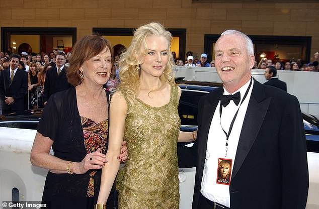 Kidman's mother, Janelle (left), died last month at age 84. Pictured with Nicole (center) and her father Antony (right) in 2003.