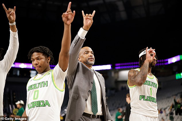 Abdur-Rahim waves to the crowd during the AAC men's basketball championship last year.