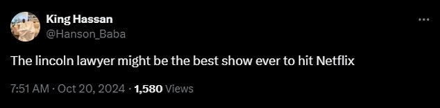 Fans took to X, formerly known as Twitter, to rave about the series and declared the drama one of the best shows on Netflix.