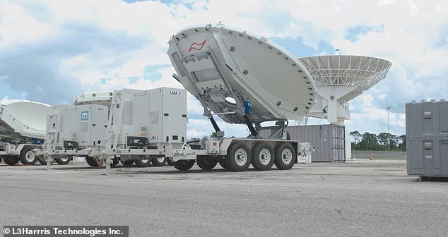 America's new secret weapon built to jam Russian and Chinese satellites (pictured) is finally ready for delivery, more than two years late.