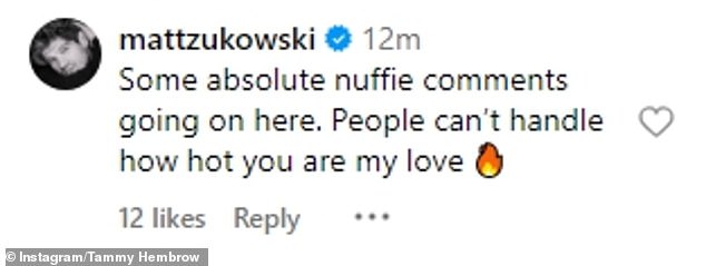 Tammy's fiancé, Matt Zukowski, came to her defense and shut down the trolls in his comments.