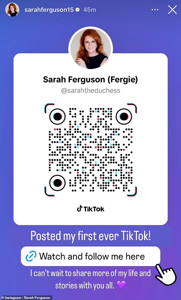 Fergie also posted a QR code to her TikTok on her Instagram Story to promote the account and help it gain traction.