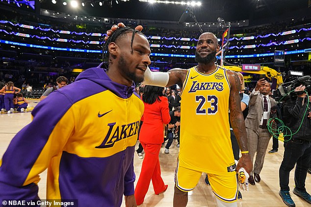 LeBron James and Bronny James will play their first game as teammates at home on Friday