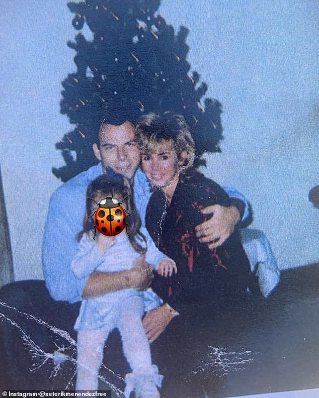 One of the photos Talia has posted is a family photo from prison on Christmas Day when she was a child, but she covered her face.