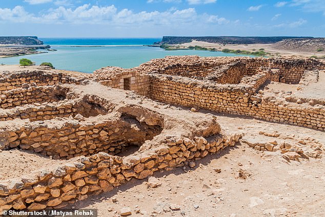 Above, the fortified ruins of the ancient city of Sumhuram that once guarded one of the Arabian Peninsula's main incense ports. 