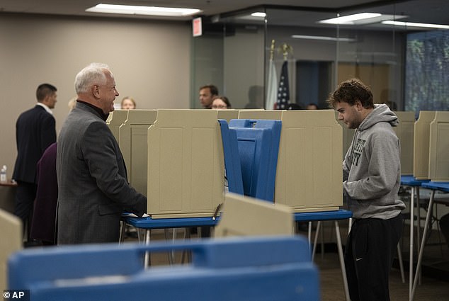 Tim Walz and his son Gus, a first-time voter, cast their ballots Wednesday.