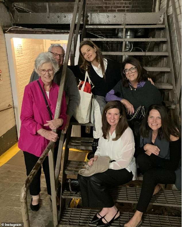 This comes after the actress shared a rare photo with her three older sisters when they attended a performance of her Broadway show Our Town; his parents are on the left