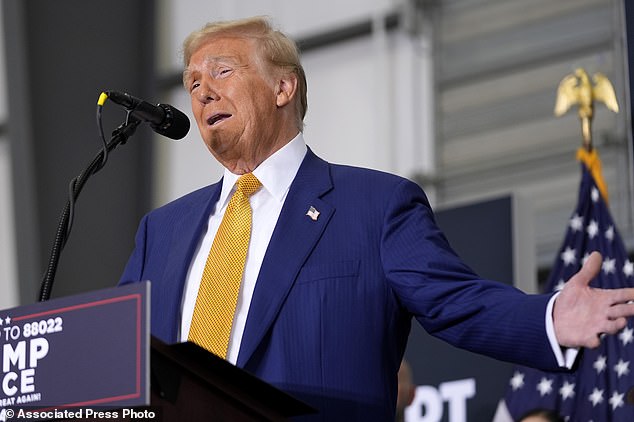 Former President Donald Trump, Republican presidential candidate, speaks during a news conference at Austin-Bergstrom International Airport, Friday, Oct. 25, 2024, in Austin, Texas.