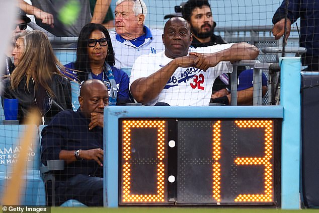 Co-owner Magic Johnson was also on hand to watch Los Angeles take on New York.