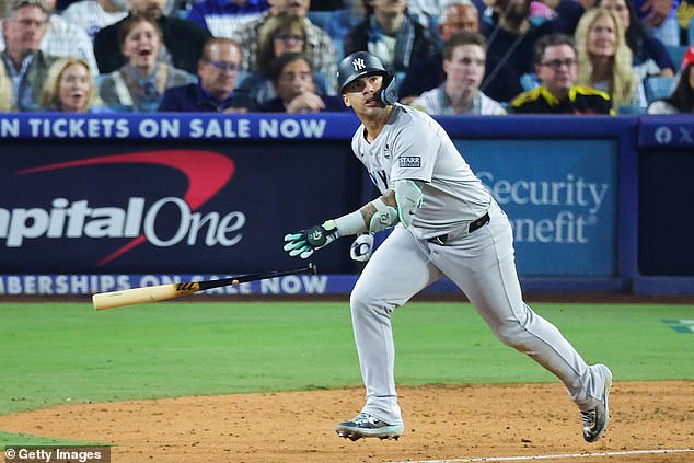 Gleyber Torres initially appeared to have hit a home run to give the Yankees a late lead.