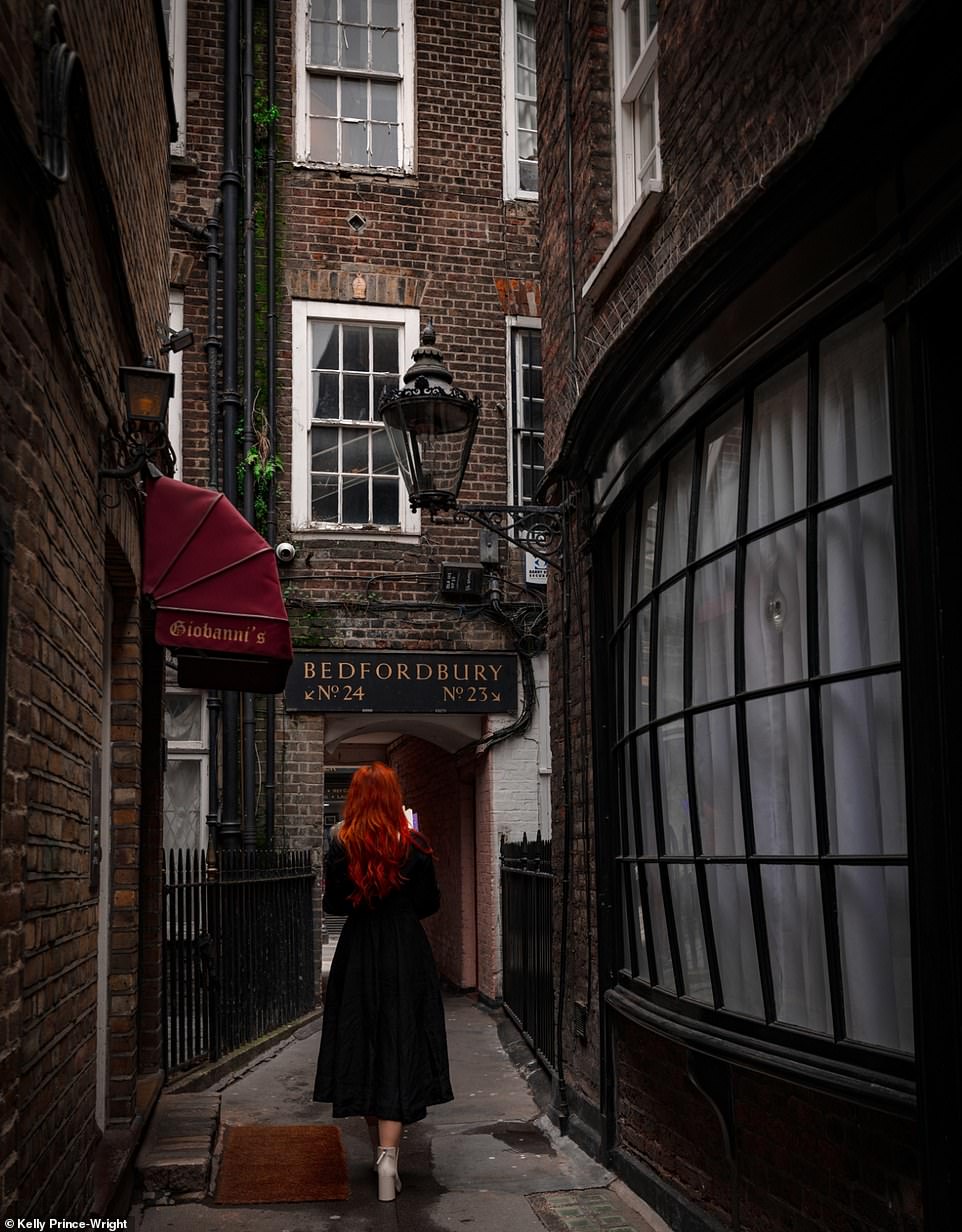 GOODWIN'S COURT, LONDON: In reference to the Harry Potter location, Kelly captioned this image with the question: 'Knockturn Alley, anyone?'