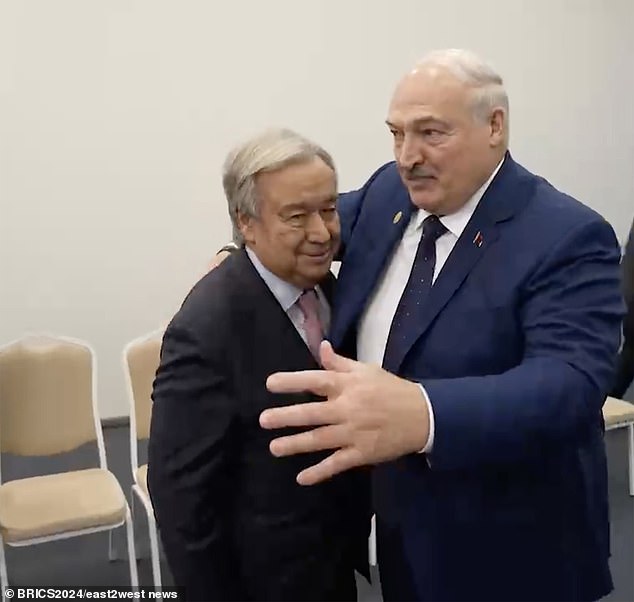 Guterres also met with Belaurs dictator Alexander Lukashenko, pictured.