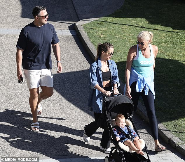 The family seemed to be in good spirits for the warm day in Sydney.