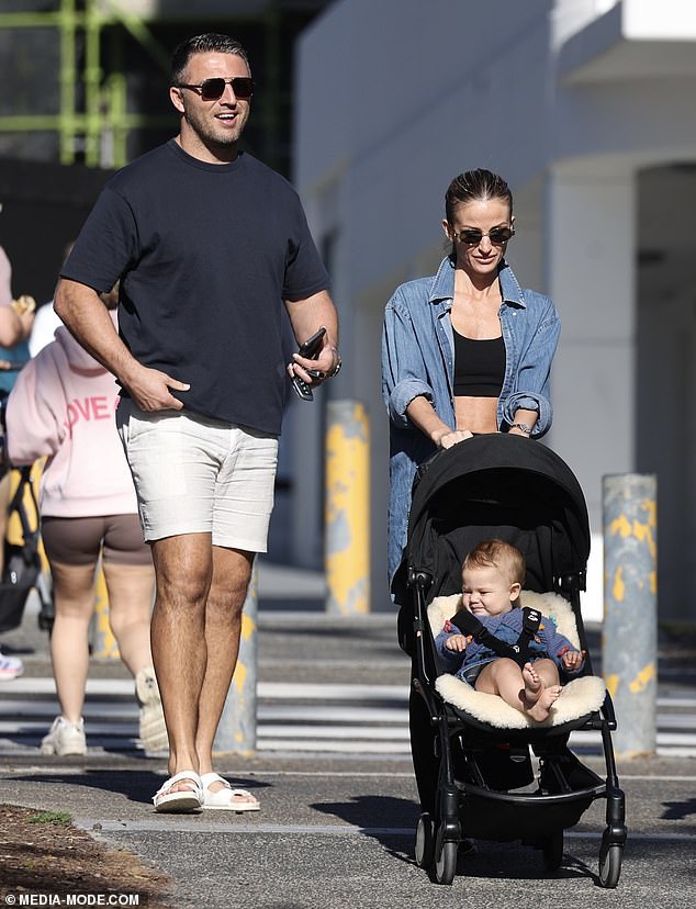 Sam seemed excited to participate in the family outing with his wife, mother and daughter.